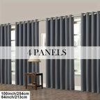 Room Darkening Blackout Curtains 4-Pack – Grommet Top Plain Weave Sun Blocking Drapes for Living Room & Bedroom, 9 Colors, 7 Size Options, Woven Polyester