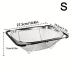 Expandable Over-the-Sink Stainless Steel Colander Strainer Basket – Fine Mesh with Rubber Grip for Draining Vegetables, Fruits & Pasta, Adjustable Sink Strainer, Small or Large