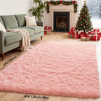 Fluffy Shaggy Area Rug 4x6 High Pile Non-Slip for Bedroom, Living Room & Dining – Soft Fuzzy Plush Floor Carpet in Gray & Tie-Dye Rainbow