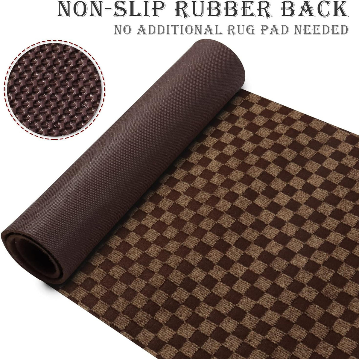 Runner Rug for Hallway Entryway Kitchen – Indoor Outdoor Non-Slip Rubber Backing, 200+ Custom Sizes, 8 Colors, Stain Resistant Low Pile Carpet Runner