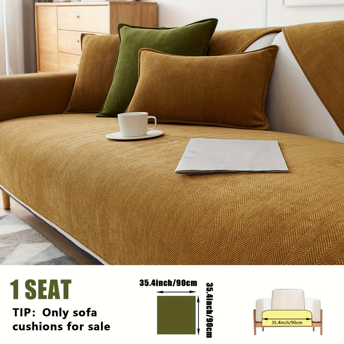 Chenille Ribbed Sofa Cover – Pet-Friendly Non-Slip Stretch Slipcover, Machine Washable Sofa Protector for 2, 3 & 4-Seater and Sectional Sofas, Modern Living Room Couch Cover