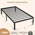 Metal Platform Bed Frame with Steel Slat Support | No Box Spring Needed | Under-Bed Storage | Easy Assembly | Noise-Free | Black | Twin Full Queen King