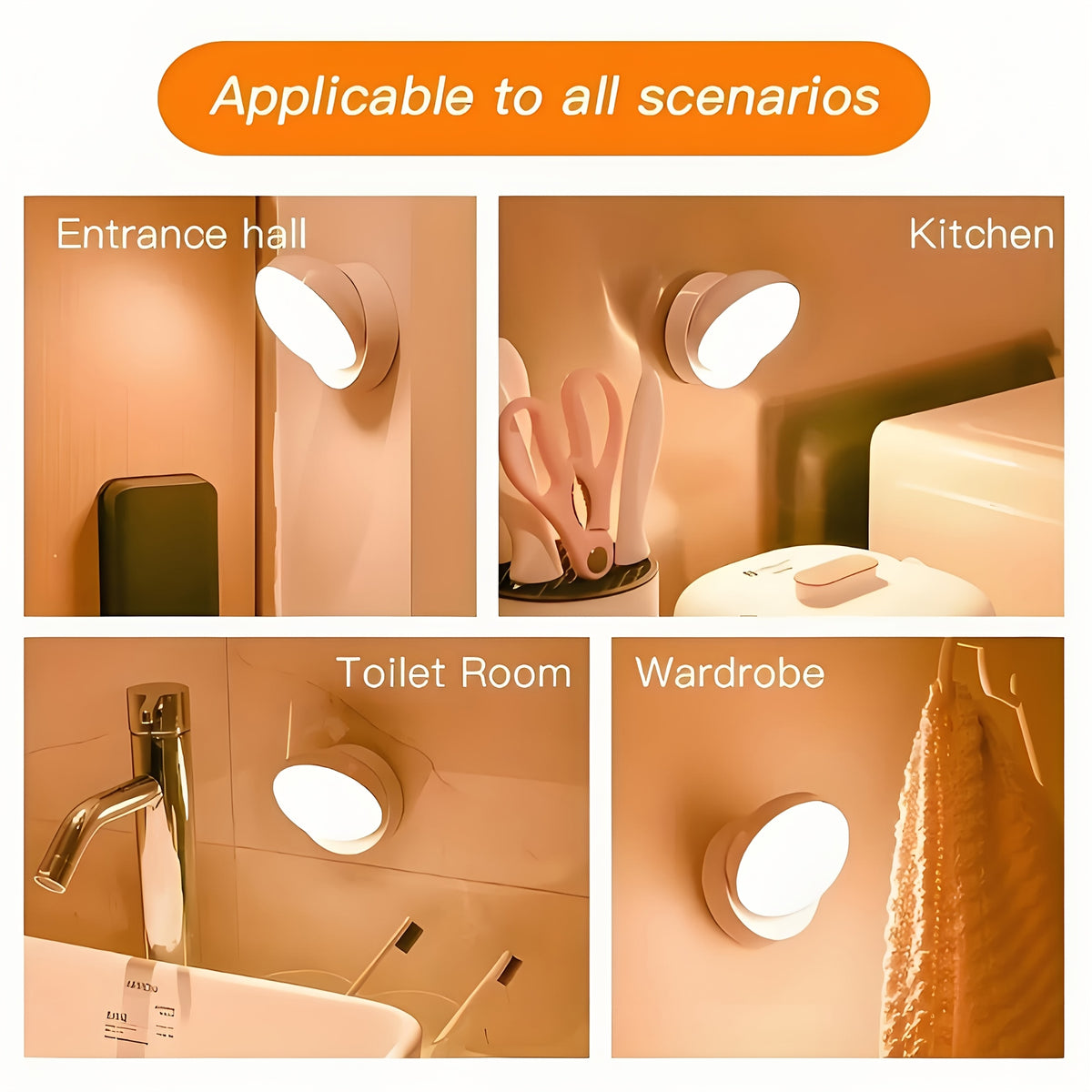 360° Motion Sensor Night Light with Magnetic Base – Rotatable, Rechargeable USB LED Wall Light for Bedroom, Stairs, Wardrobe & Hallway