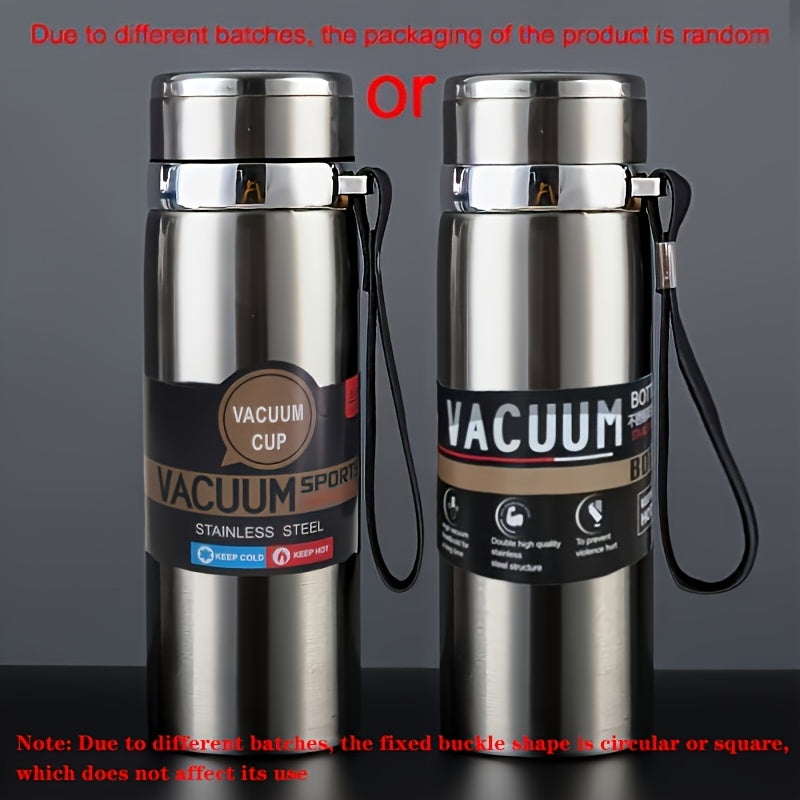 316 Stainless Steel Insulated Water Bottle 800ml/27oz with Carrying Sling - Keeps Cold 24 Hrs & Hot 10 Hrs, Portable Travel Bottle for Camping Hiking Driving, Gradient Blue Red Steel