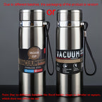 316 Stainless Steel Insulated Water Bottle 800ml/27oz with Carrying Sling - Keeps Cold 24 Hrs & Hot 10 Hrs, Portable Travel Bottle for Camping Hiking Driving, Gradient Blue Red Steel