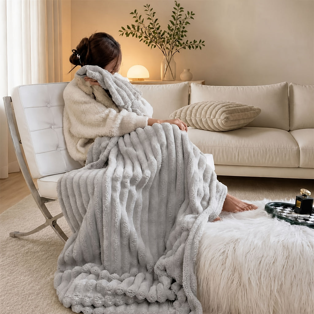 Soft Plush Throw Blanket – Thick Warm Fuzzy Cozy Blanket for Couch, Bed, Office & Travel | 4 Sizes, 4 Colors | Great for Gifts & Room Decor