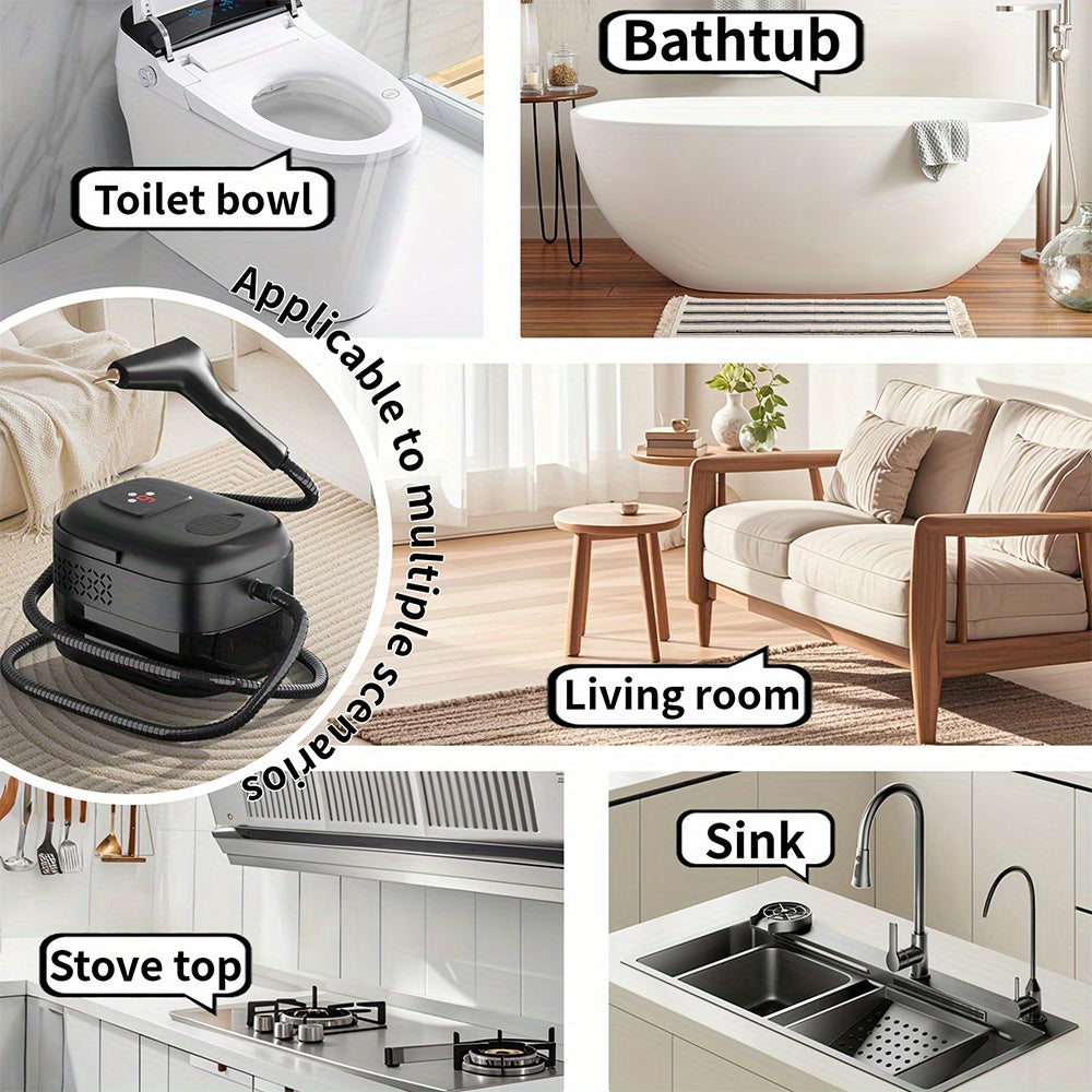 Handheld High Pressure Steam Cleaner High Temperature Portable Steam Mop LCD Display Gear Control 40oz Tank for Kitchen Carpet Sofa Upholstery