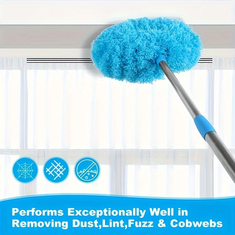 Ceiling Fan & High-Reach Dust Brush with Extension Rod – Detachable Washable Ultra-Fine Microfiber Cleaner for Fans, High Ceilings, Furniture & Cars, Blue