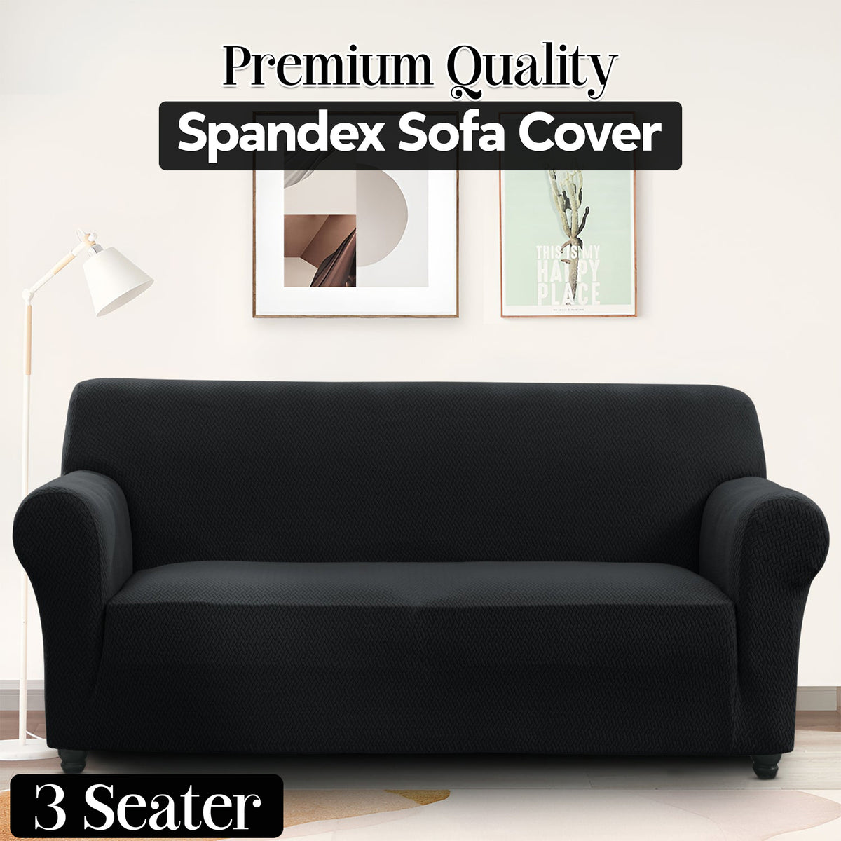 Plush Thick Spandex Sofa Cover Elastic Bottom – Soft Stretchable Couch Slipcover, Non-Slip, Machine Washable, 6 Colors, 2/3 Seater, Living Room Apartment Office Home Decor