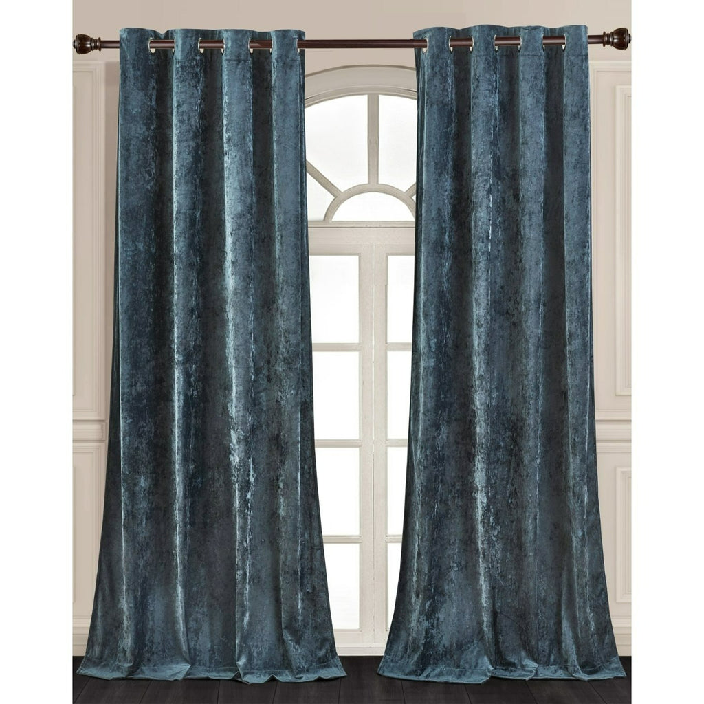 Luxury Distressed Crushed Velvet Curtains - 4-Piece Set (2 Panels + 2 Tiebacks), Grommet Top, Room Darkening | 10 Colors, 3 Sizes
