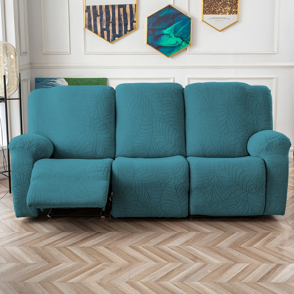 Leaf Texture Jacquard Stretch Recliner Slipcover Set 8pcs Non-Slip Removable Washable Recliner Chair Cover Living Room Hotel Office Home Decor 3 Colors