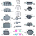 Silicone Bakeware Set – 45, 53 or 83-Piece with Cake Molds, Baking Sheet, Donut Pan, Muffin Pan, Baking Cups & Measuring Cups and Spoons