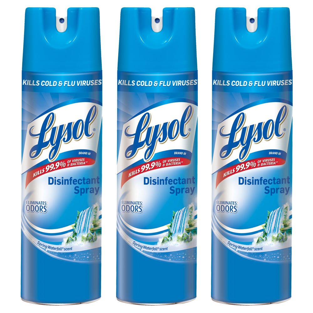 Disinfectant Spray Hospital Grade Kills 99.9% Germs Spring Waterfall Scent 19oz 3-Pack Antibacterial Sanitizing Spray for Home Kitchen Bathroom Office Surfaces