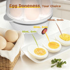 Electric Egg Cooker Steamer 1 or 2 Layer, Auto Shut-Off, Boiled & Soft-Boiled, with Descaling Accessories – Mini Breakfast Machine for Kitchen, Dorm & Office
