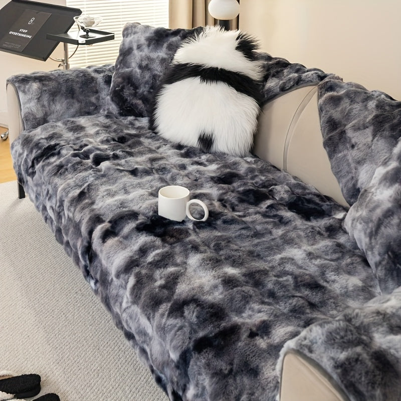 Plush Gradient Velvet Sofa Cover 450-500gsm Super Soft Warm Winter Pet Friendly Non-Slip Machine Washable Modern Style 1 2 3 4 Seater Living Room Couch Protector
