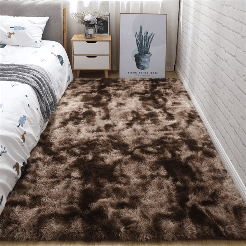 Tie-Dye Shaggy Plush Area Rug Non-Slip Fuzzy Soft Bedside Carpet Pet Friendly for Bedroom Living Room Dorm 5 Colors