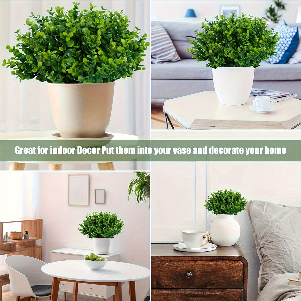 Artificial Boxwood Shrubs 10 Bundles UV Resistant – Realistic Faux Hedge Greenery for Garden, Patio, Backyard, Home & Office – Low Maintenance Boxwood Stems for Weddings & Outdoor Decor