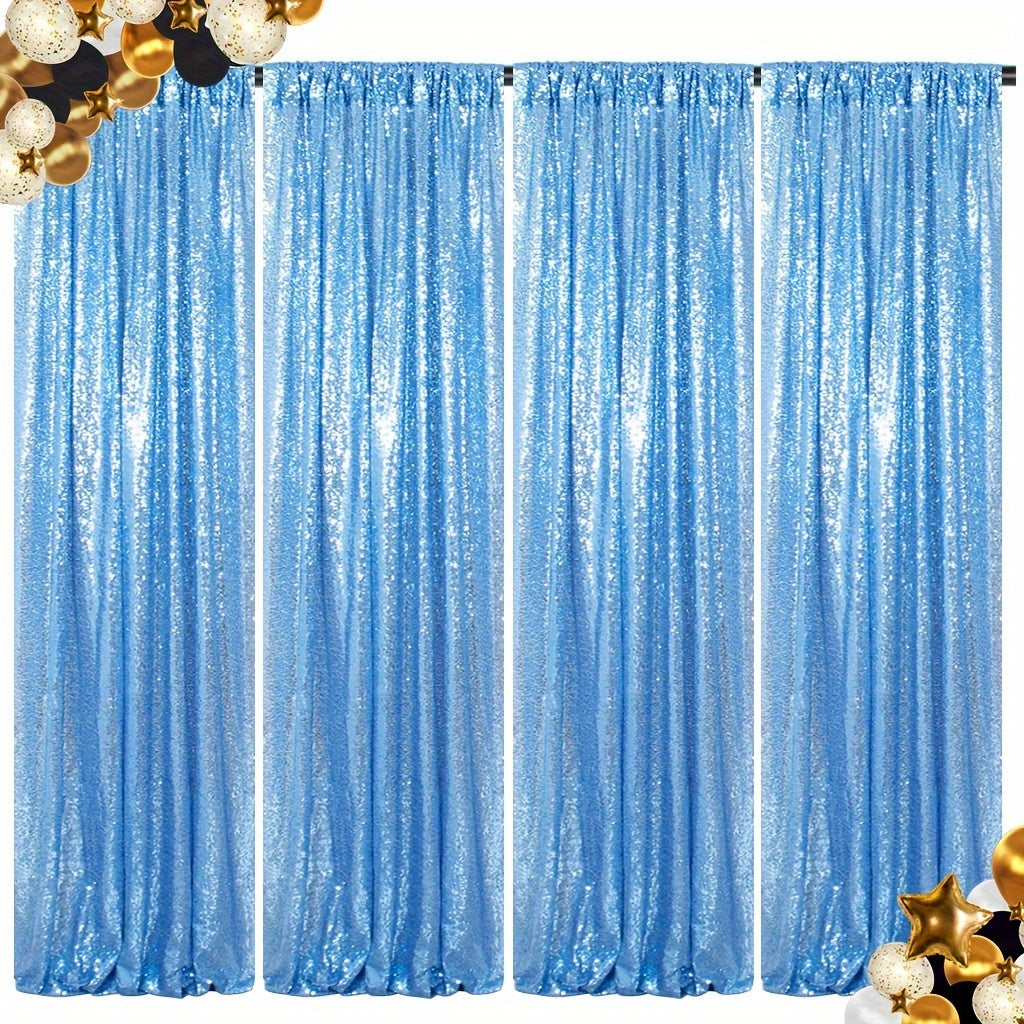 Sequin Curtains Backdrop 4 & 6 Panels 2x8FT - Shimmer Glitter Party Backdrop Curtain for Wedding Birthday Bachelorette Photo Booth, 25 Colors Reusable Event Decoration