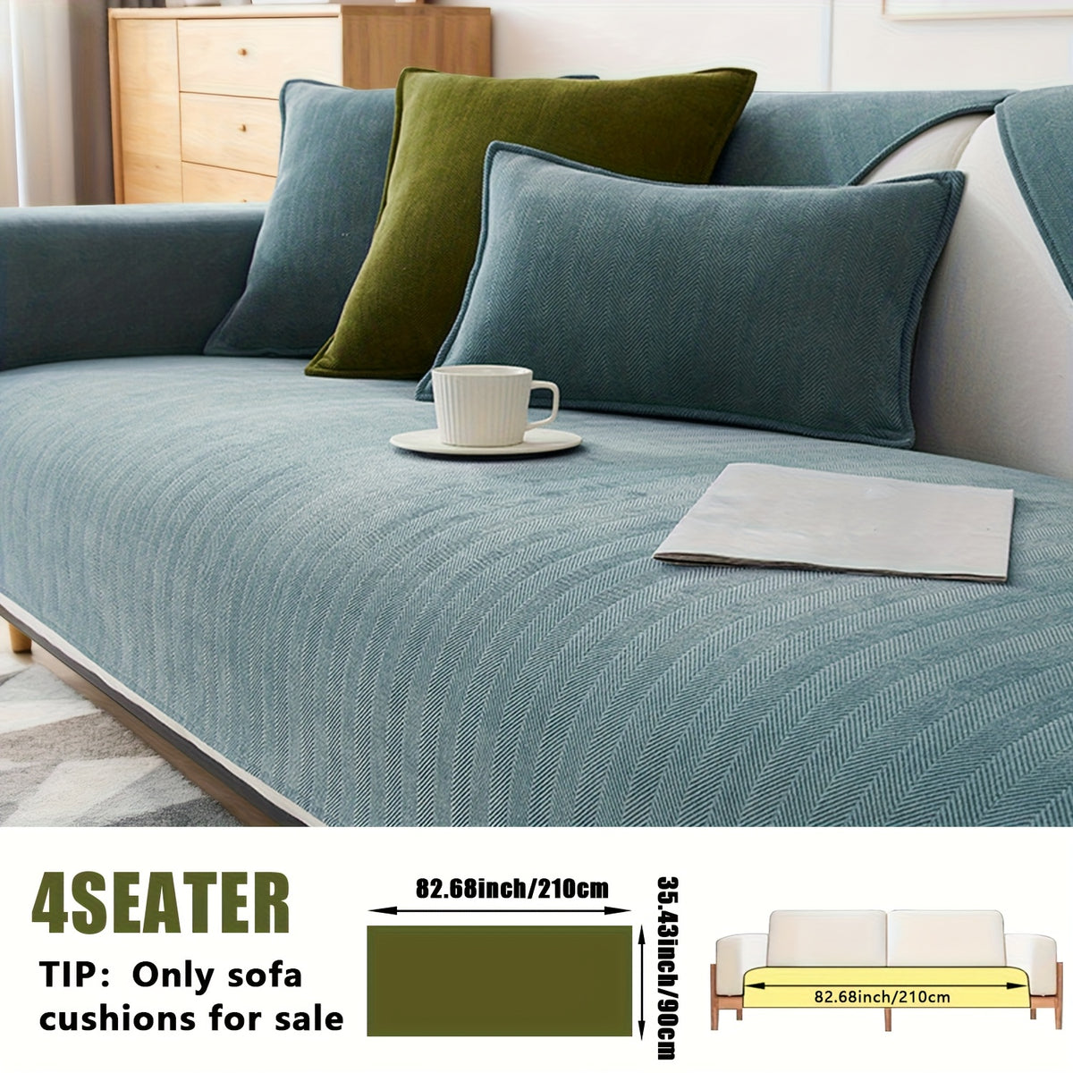 Chenille Ribbed Sofa Cover – Pet-Friendly Non-Slip Stretch Slipcover, Machine Washable Sofa Protector for 2, 3 & 4-Seater and Sectional Sofas, Modern Living Room Couch Cover