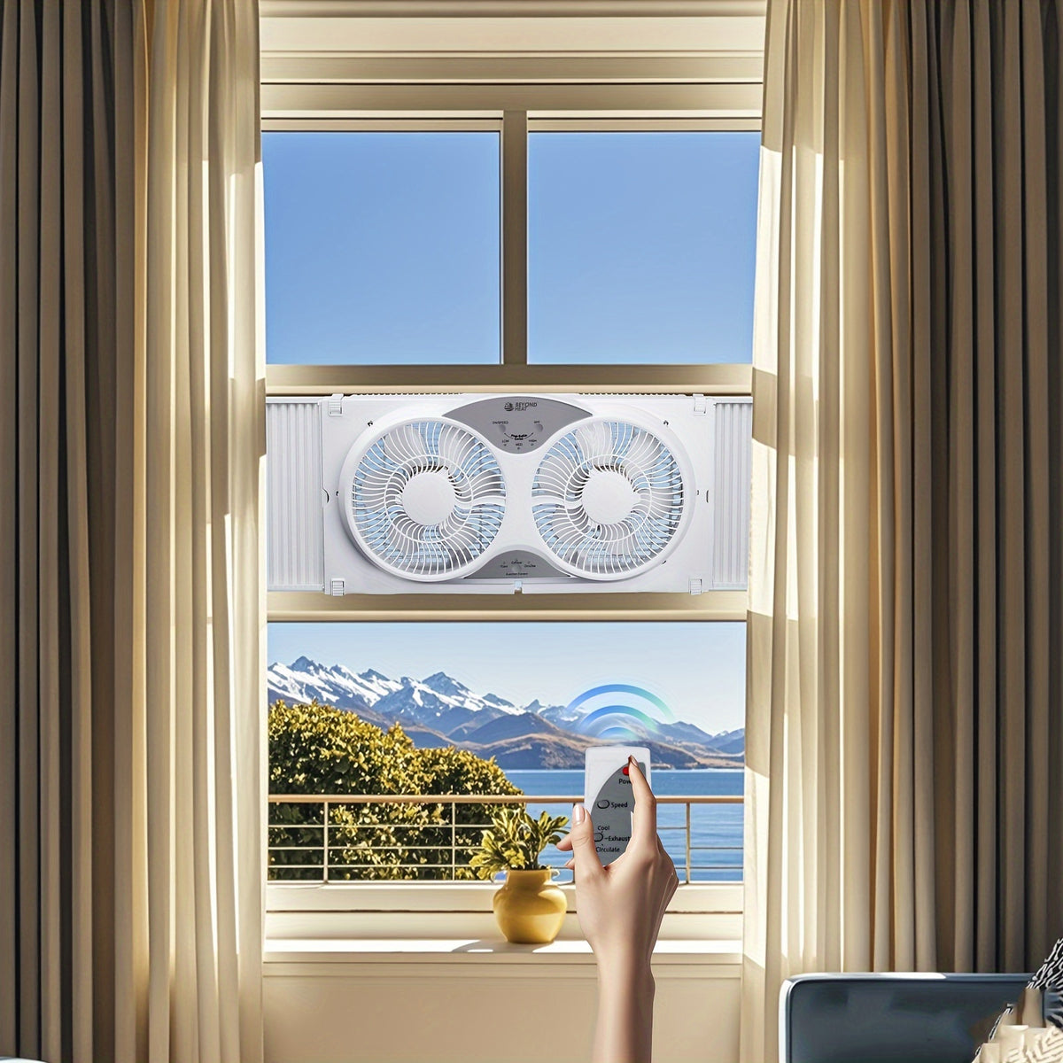 9" Twin Window Fan – 2/3 Speed with Optional Remote Control & Built-In Extender Panels | Quiet Home, Bedroom & Office Window Fan
