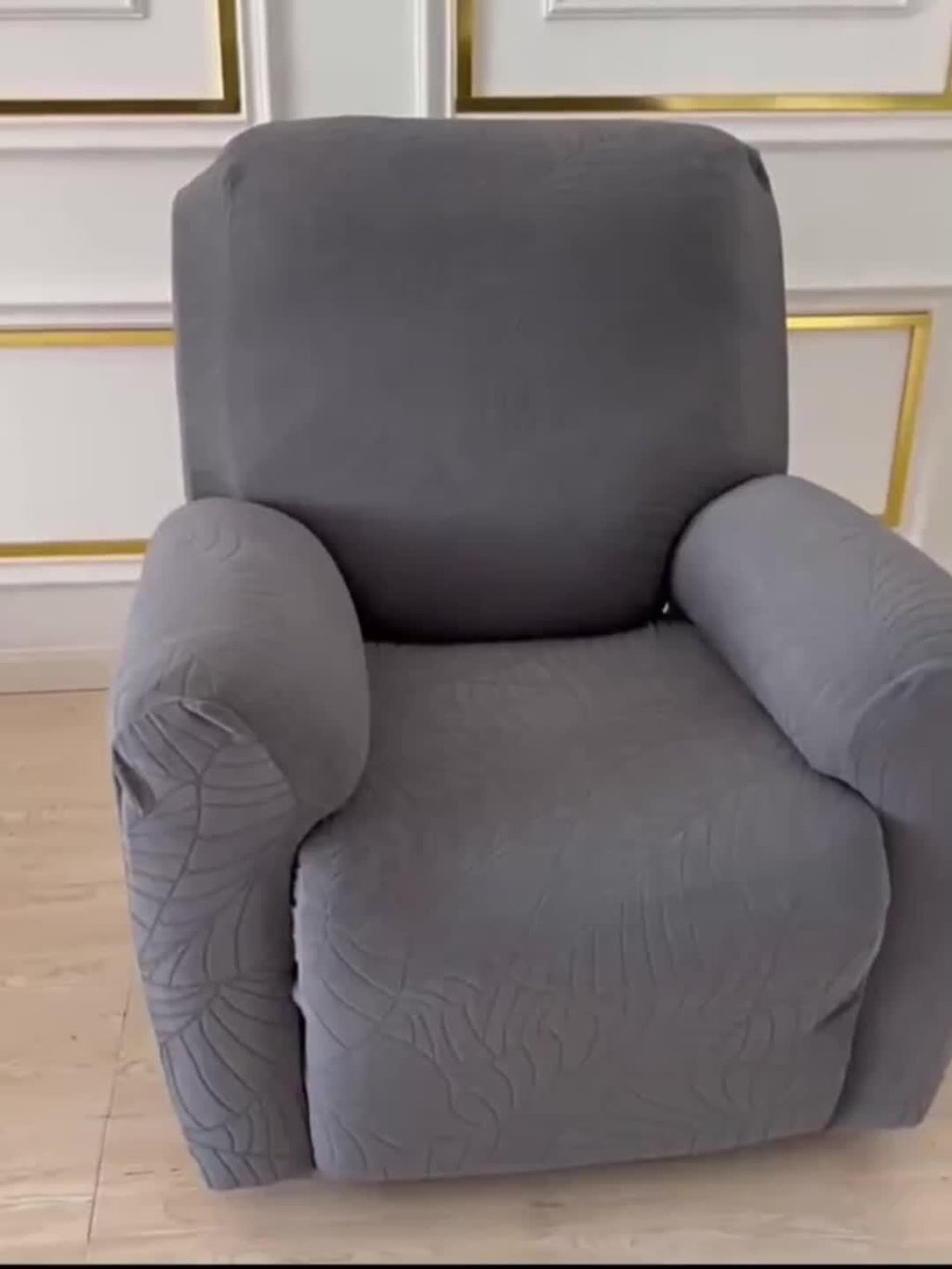 Leaf Texture Jacquard Stretch Recliner Slipcover Set 8pcs Non-Slip Removable Washable Recliner Chair Cover Living Room Hotel Office Home Decor 3 Colors