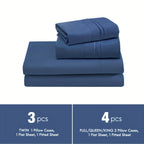 Deep Pocket Bed Sheet Set 3/4 Pcs Cooling Soft Breathable Fade-Resistant Bedding – All-Season Comfort for Twin Full Queen King, 9 Colors, Dorms & Guest Rooms