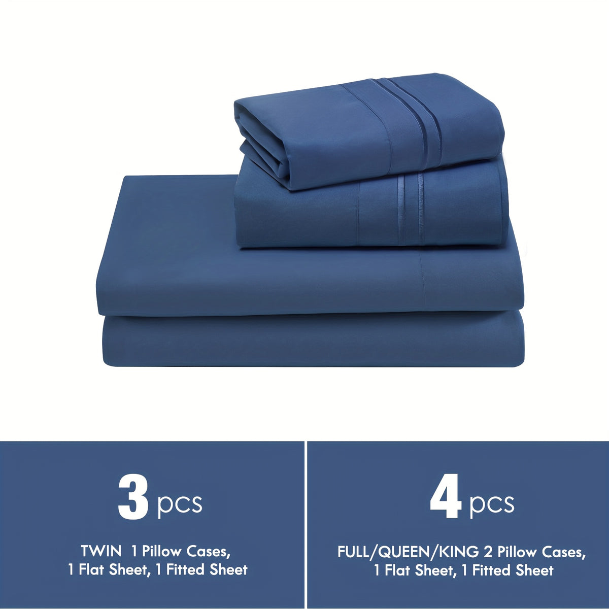 Deep Pocket Bed Sheet Set 3/4 Pcs Cooling Soft Breathable Fade-Resistant Bedding – All-Season Comfort for Twin Full Queen King, 9 Colors, Dorms & Guest Rooms