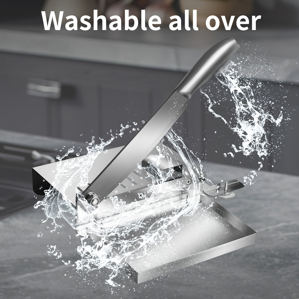 Manual Meat Slicer Stainless Steel for Frozen Meat & Beef Rolls – Easy-Clean Handheld Cutter for Hot Pot, Shabu Shabu, BBQ, Vegetables & Soft Bone, Home Kitchen (Model ZD-01)
