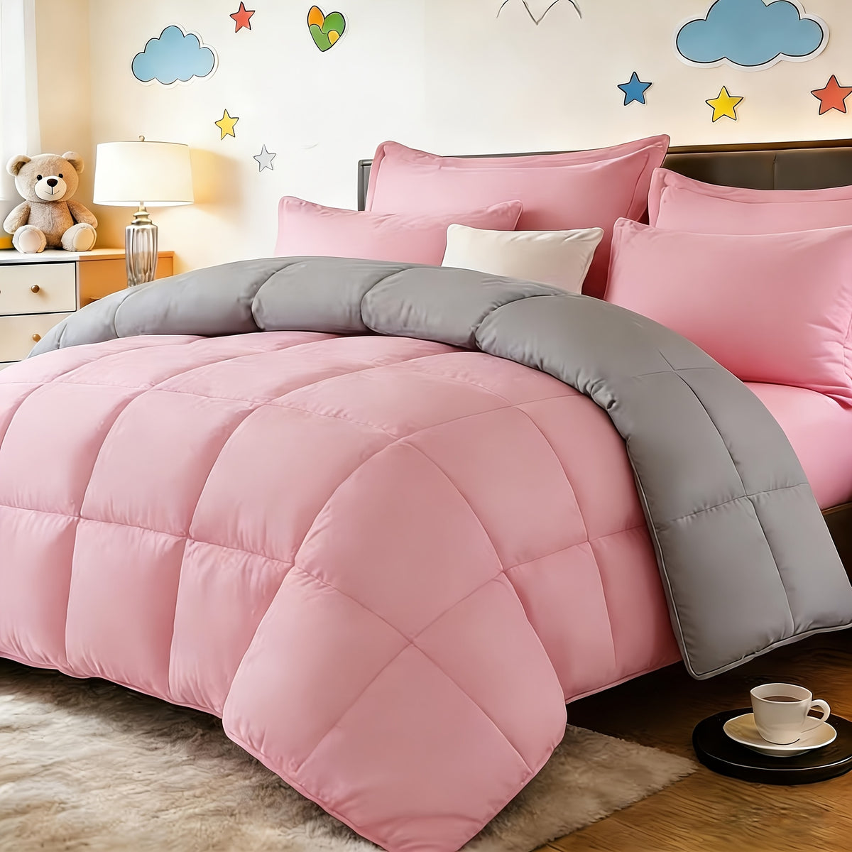All Season Comforter Set with Pillowcases 2-3 Piece – Soft Fluffy Lightweight Bedding for Kids Dorm Apartment, 29 Colors Including Two-Tone, Twin Queen King Size