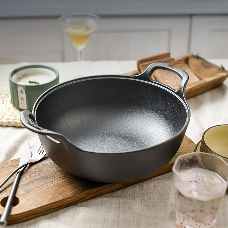 Heavy Duty Cast Iron Skillet 7.87in 20cm Dual Handle Nonstick No Lid Even Heat for Home BBQ Camping Oven Stovetop Grilling Steaks Baking