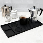 Silicone Coffee Mat with Raised Edges 2-in-1 Coffee Bar Mat and Dish Drying Mat - Countertop Protector for Coffee Machine, Espresso Maker & Kitchen Counter, 23.6 x 15.7 Inch