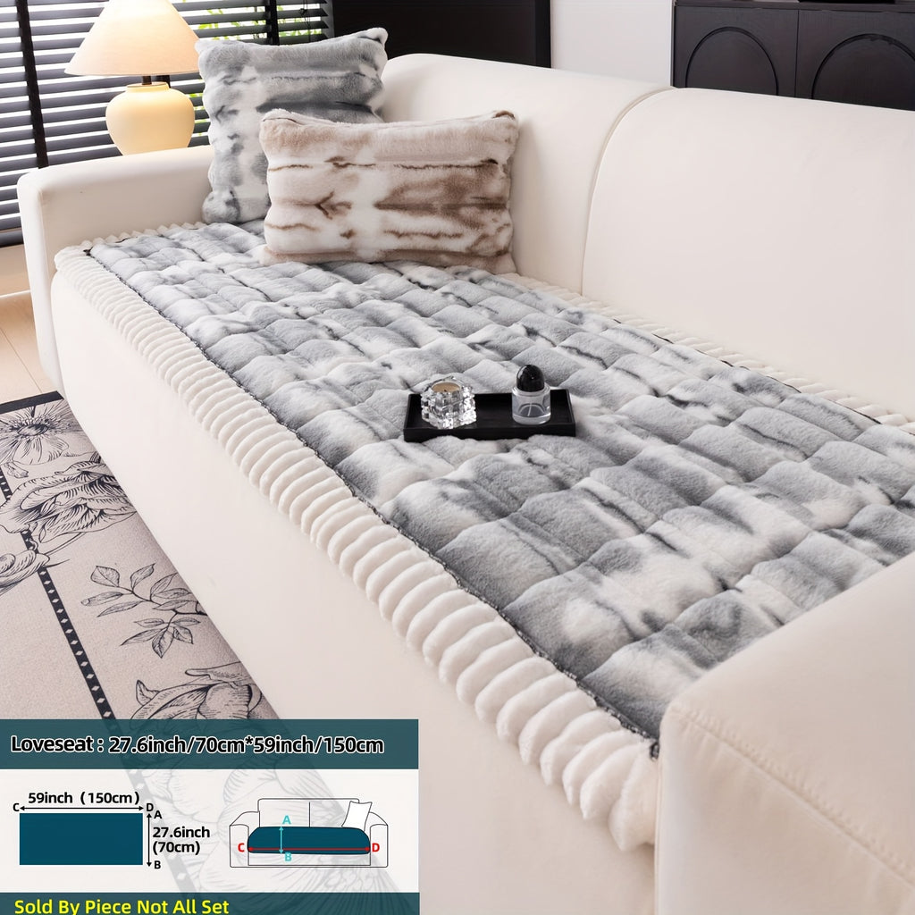 Plush Sofa Cover Super Soft Thickened Warm Anti-Slip Couch Cushion Mat – Furry Velvet Sofa Protector for Living Room Bedroom, Easy Care Durable Home Decor Furniture Cover