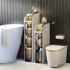 Narrow Tall Bathroom Storage Cabinet 7 Inch Slim Freestanding Rack with Clear Drawers 3 Tier Space-Saving Organizer for Small Spaces