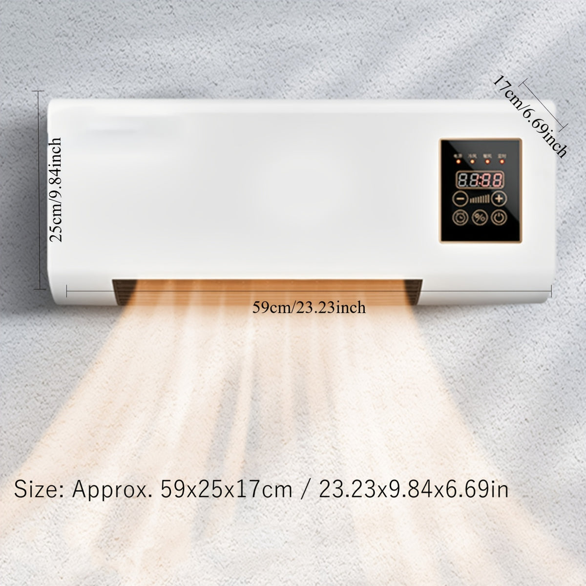 Wall Mounted Space Heater 1000W Dual Purpose Heating Cooling Fan with Remote Control Timer for Bathroom Bedroom Office Home