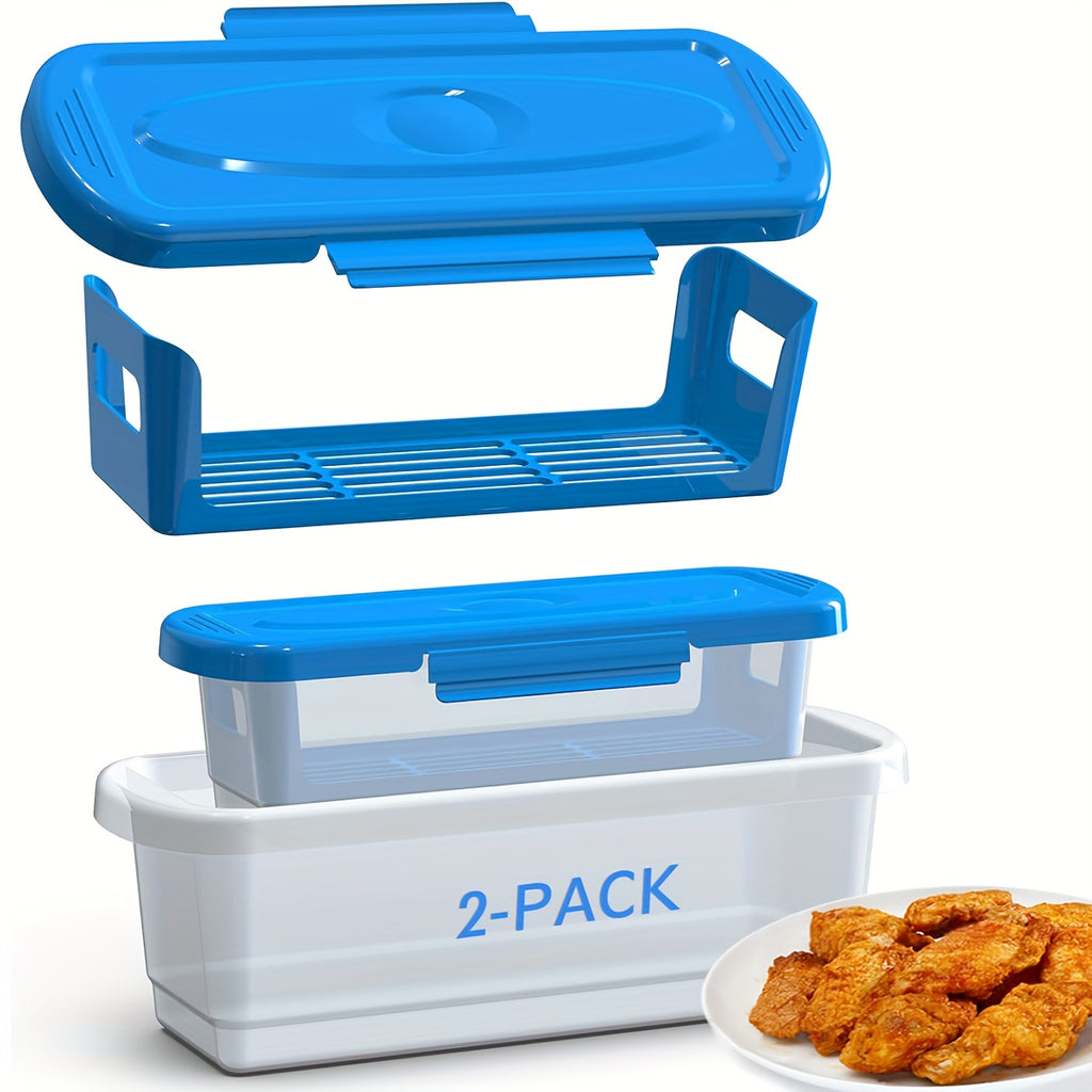 Batter Shaker Bowl with Lid 2-Piece Set for Breading and Seasoning - Flour Coating Bowl for Fried Chicken, Fish, Onion Rings & Crispy Fried Foods