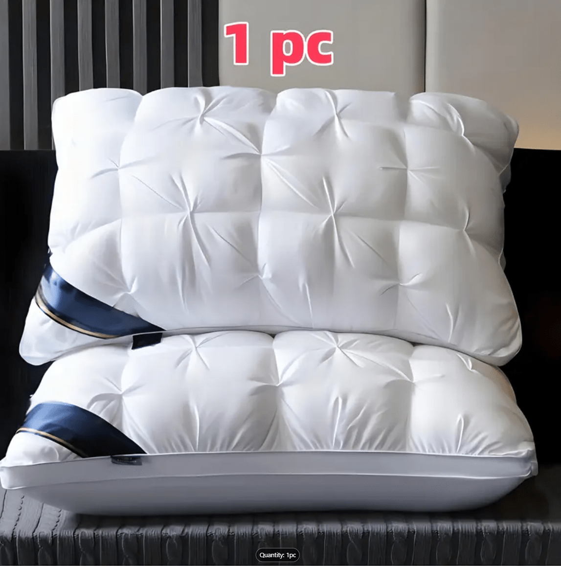 Hotel Quality Bed Pillows - Luxury Soft Polyester Fiber Satin Cover, Deep Sleep Neck Support No-Collapse, Zipper Closure Machine Washable, All-Season, 1/2/3/4-Pack White & Gray