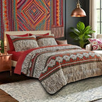 Bohemian Print Quilt Set 2/3pcs - Soft Microfiber Lightweight All-Season Bedding for Double Bed Large and Extra Large Perfect Gift for Valentine's Day Wedding and Girls