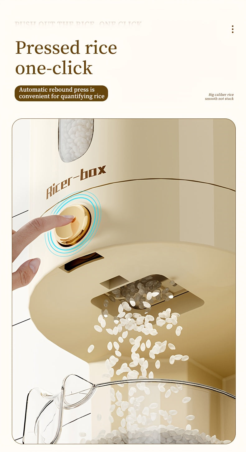 Large Capacity Rice Dispenser & Sealed Storage Box – Press-Type Measuring Cup, Moisture-Proof & Insect-Proof, for Rice, Flour, Coffee Beans, Legumes & Pet Food – 11LB & 22LB Options
