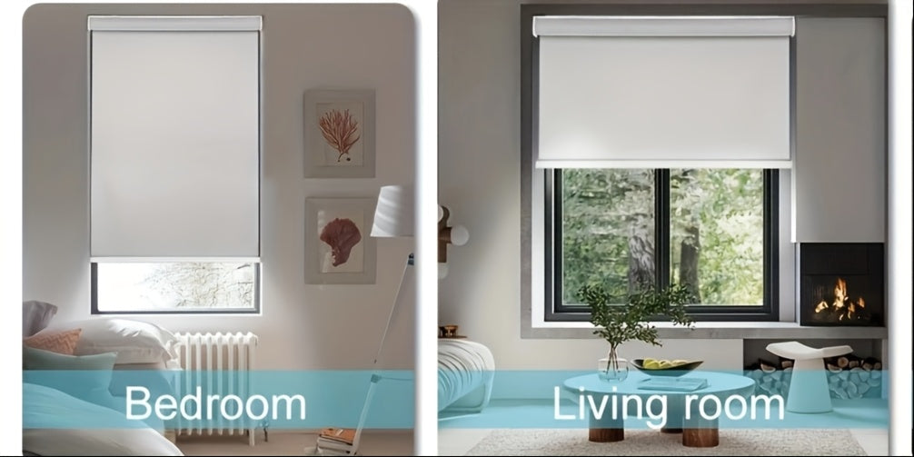 Cordless Blackout Roller Blinds Easy Install Privacy Window Shades | Room Darkening Roll Blinds for Home Office Living Room, Black White Grey Beige, 18 Width Options