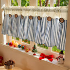 Striped Patchwork Semi-Sheer Rod Pocket Curtains – Bohemian Tiered Window Panels for Bedroom, Living Room, Kitchen, Bathroom & Cafe | 1 or 2 Pcs
