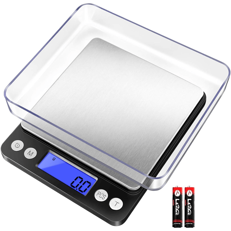 Digital Kitchen Scale 3000g 0.1g Accuracy - Pocket Food Scale with 6 Measurement Modes LCD Display and Tare Function - Compact Nutrition Scale for Cooking Baking Coffee and Meal Prep