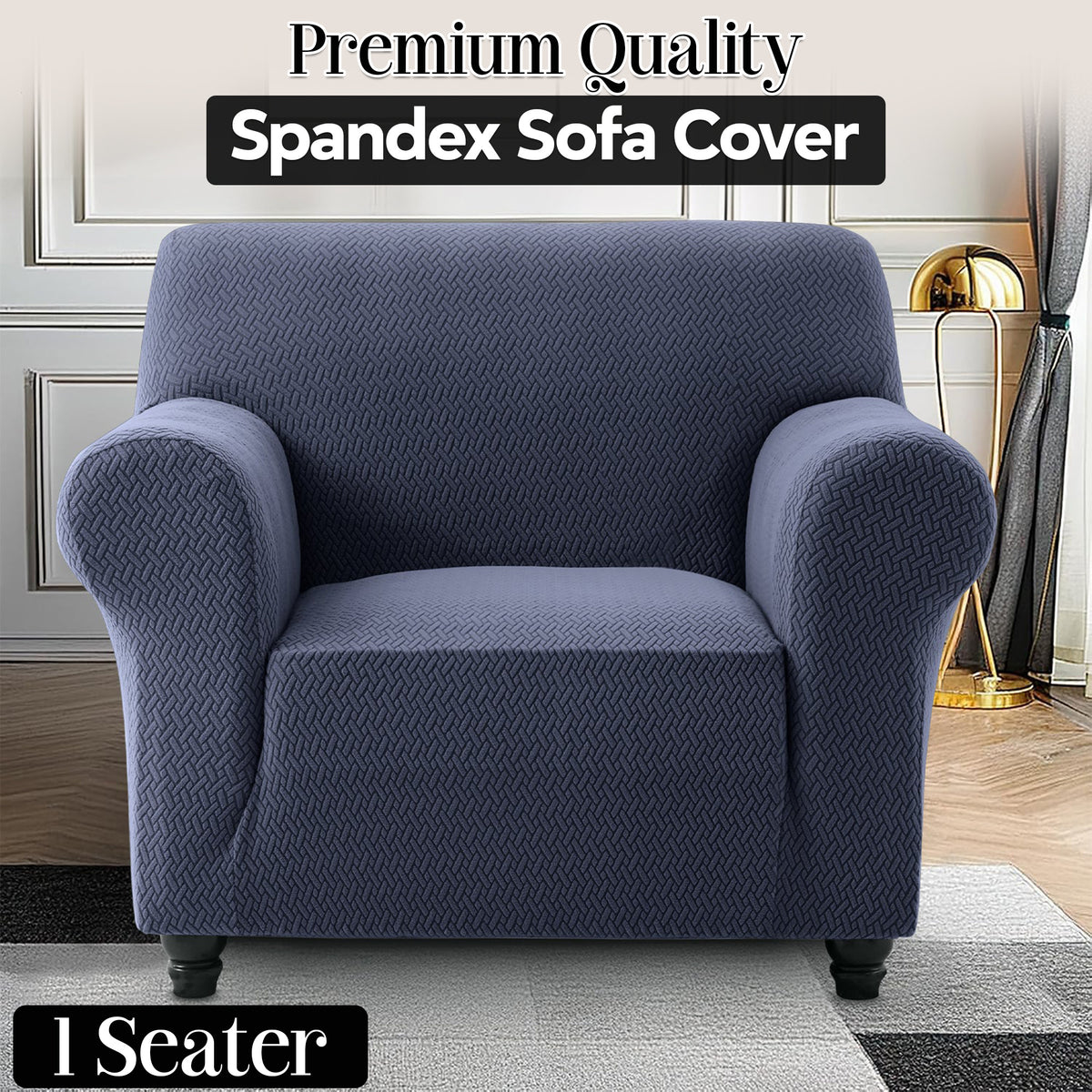 Plush Thick Spandex Sofa Cover Elastic Bottom – Soft Stretchable Couch Slipcover, Non-Slip, Machine Washable, 6 Colors, 2/3 Seater, Living Room Apartment Office Home Decor