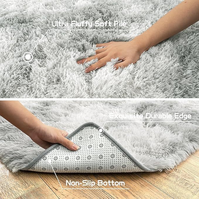 Fluffy Shag Area Rug 8x10 Ft Fuzzy Plush Non-Slip Soft Furry Carpet Living Room Bedroom Modern Shaggy Rug Christmas Gift
