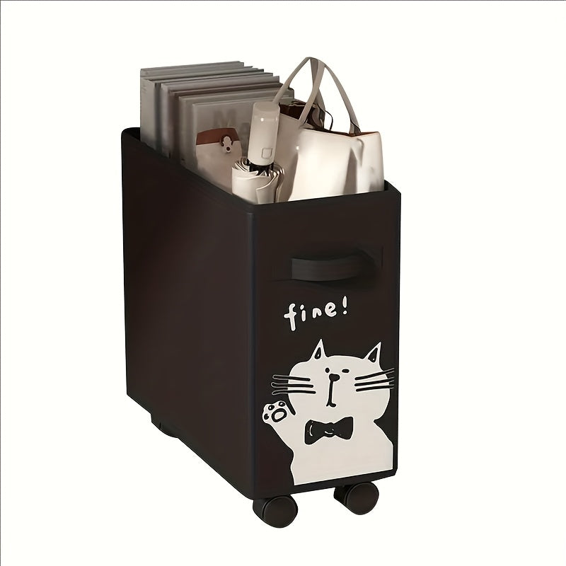 Under-Desk Rolling Storage Cart with Wheels Removable Storage Frame Space Saving Office Organizer for Kitchen Dorm Apartment Black White