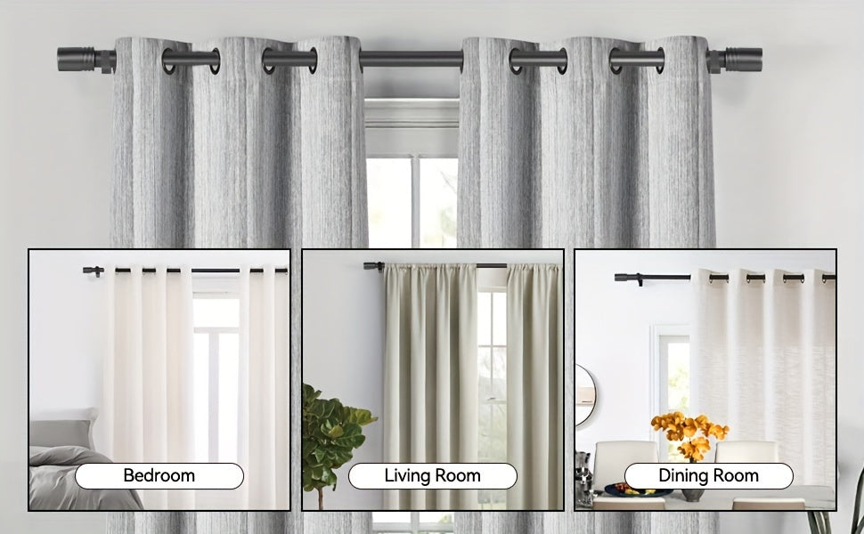 Decorative Curtain Rod 1 Inch Diameter Adjustable with Modern Finials – Drapery Rod for Windows 18-120 Inch, Black Brushed Nickel Gold Curtain Hardware