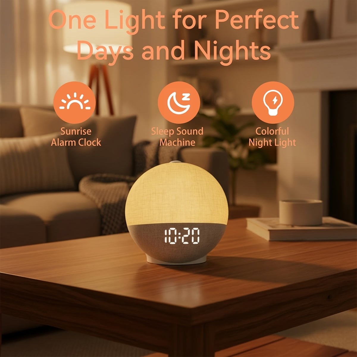 Sunrise Alarm Clock & Sound Machine with 30 Soothing Sounds White Noise – Dimmable Night Light, Wake Up Light, Snooze & Timer for Bedroom, Adults & Heavy Sleepers, Gift for Women & Men