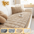 Corduroy Plush Sofa Cover 1pc – Thickened Non-Slip Washable Couch Slipcover for 2 3 4 Cushion Sofa & L-Shape Sectional, Soft Cozy Furniture Protector All Seasons, Christmas Home Decor