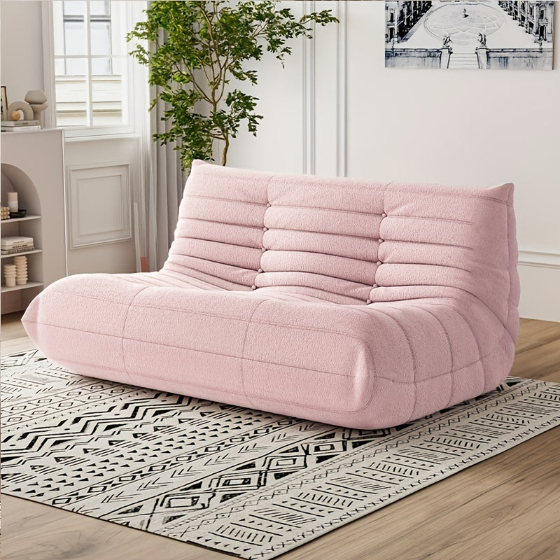 Caterpillar Floor Bean Bag Sofa – Teddy Velvet High-Density Foam Ergonomic Lounge Sofa, 1-2-3 Person, for Living Room Bedroom Game Room, Multiple Colors