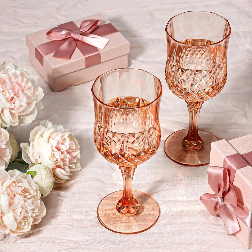 Shatterproof Vintage Champagne & Wine Glasses 48pcs – 7oz Unbreakable Plastic Goblets with Crystal Finish | Reusable Party Cups for Weddings, Outdoor Events & Celebrations | 6 Colors