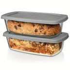 Glass Baking Dish with Lid 1.9Qt – Borosilicate Rectangular Toast Pan, Oven & Microwave Safe, Stackable Airtight Container for Bread & Cakes (1 or 2pcs)